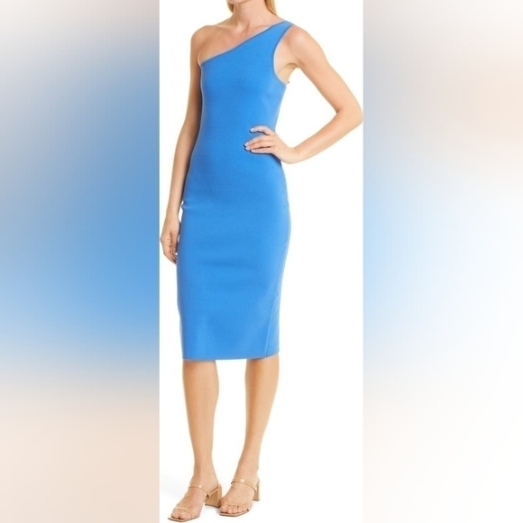 A.L.C. Colby One-Shoulder Blue Sheath Dress Size L Large - Picture 7 of 8